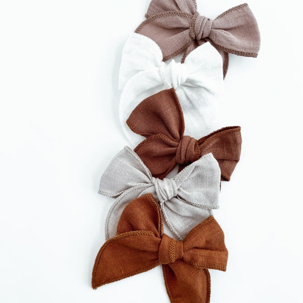 Neutral Hair Bows, Baby Bow Clip, Linen Hair Clips, baby headband, infant bow, toddler hair bows, hair clips for girls, newborn headbands