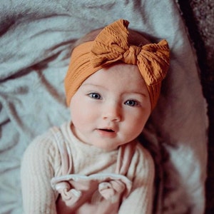 Neutral Baby Girl Headwraps, Wide Nylon Headbands, Baby Hair Bows, newborn headbands, infant bows, toddler headbands, baby headband