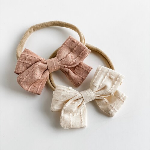 Dusky Pink Bows Baby/girl Hair Bow Flower Headband Newborn Etsy UK
