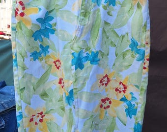 Printed jean skirt