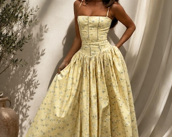 Girls Floral Maxi Dress, Elegant Party Wear Dress, Wedding Outfit, Birthday Dress for Girls, Cottagecore Summer Dress, Princess Style
