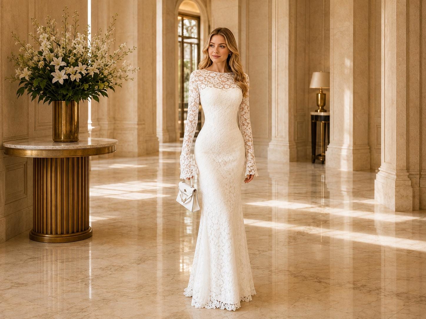 long sleeve boho maxi dress ivory 84 cm / 31.5