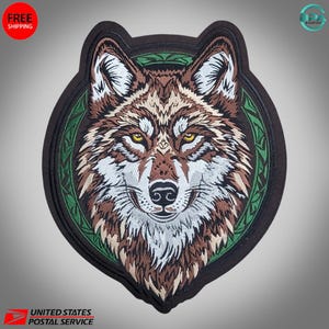 Wolf Head Embroidered Patch Iron On Animal Biker Jacket Badge
