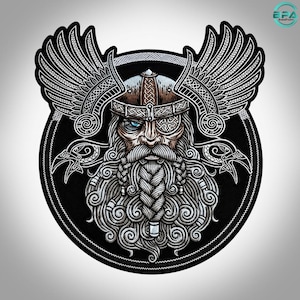 Viking Wings Odin Broderad Rygglapp, Nordisk Krigare Stryk-på/Sy-på (13 tum)