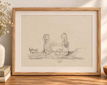 Original Charcoal Pencil Drawing by Amanda Nutzman – Mindy's Tree Storybook Illustration (11x14)