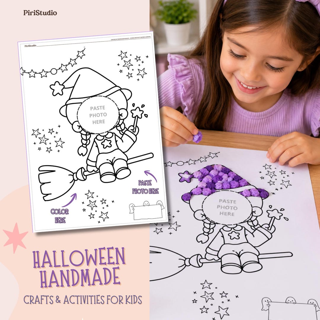 Printable Halloween Photo Craft for Kids: Character Templates to Color ...