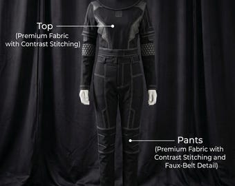 Disfraz de cosplay de Bo-Katan Kryze inspirado en Star Wars / Traje de combate negro mandaloriano para Comic Con y Halloween.
