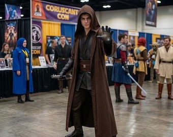 StarWars Inspired Anakin Skywalker Jedi Cosplay Costumes | Brown Jedi Robe Flight Suit.