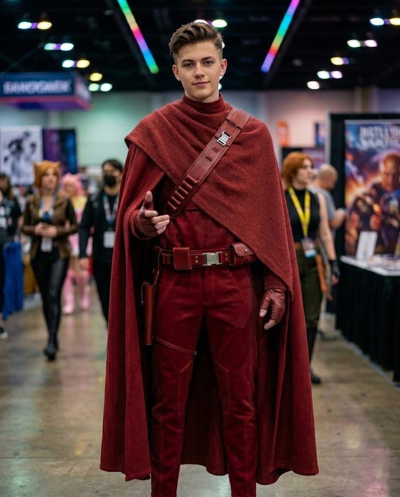 Starwars Inspired Mandalorian Red Bounty Hunter Costume Din Djarin Cosplay. image 1