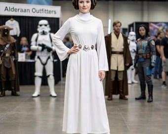 Vestido de cosplay de la Princesa Leia inspirado en Star Wars / Traje de disfraz blanco de Leia / Cosplay de princesa galáctica / Disfraz de ciencia ficción.