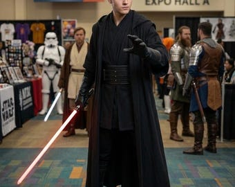 Starwars Inspired Sith Lord Cosplay Costume Black Jedi Robe Dark Side Outfit Sith Cosplay Robe Jedi Cloak Cosplay Costume.