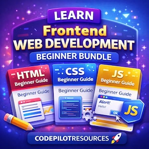 Complete Web Development Beginner Bundle | HTML CSS JavaScript Guides | Coding Study Guides | Instant Download