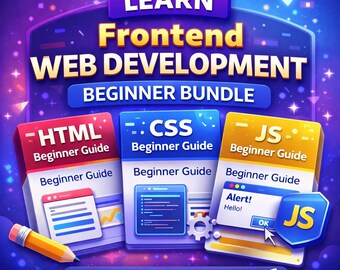 Complete Web Development Beginner Bundle | HTML CSS JavaScript Guides | Coding Study Guides | Instant Download