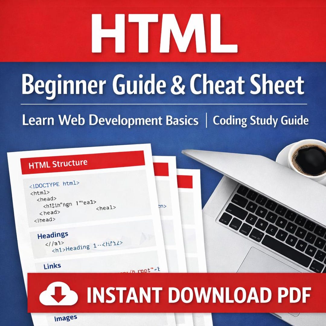HTML Beginner Guide & Cheat Sheet | Web Development Basics (PDF ...