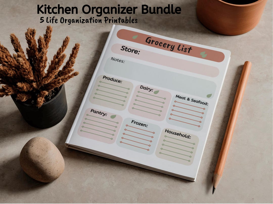 Kitchen Organization Printables Bundle | Meal Planner, Grocery List ...