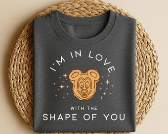Camiseta de Mickey y Minnie de Disney: "Me encanta tu figura", camiseta de Mickey y Minnie de Disney con diseño de gofre, camiseta de Mickey y Minnie de Disney con diseño de gofre