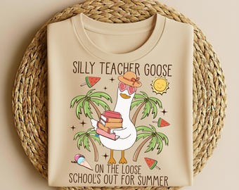 Camisetas para maestros: Último día de clases, camisetas de maestros "Solitario Ganso", camisetas de maestros "Fin de año", camisetas divertidas de maestros "Verano".