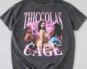 Camiseta vintage con meme de Thiccolas Cage, camiseta divertida, absurda y vergonzosa.