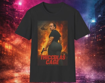 Camiseta divertida de Thiccolas Cage con meme, camiseta divertida con póster de película, regalo de broma inapropiado de celebridades malditas, camiseta estúpida y atrevida