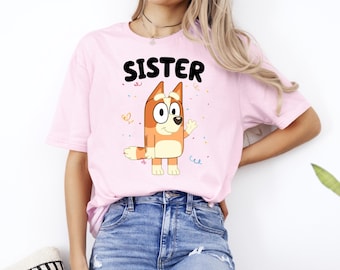 Camiseta de cumpleaños de la hermana de Bluey, camiseta divertida con el personaje de Chilli