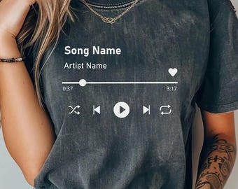 Camiseta personalizada con nombre de canción y colores cómodos, camiseta personalizada con nombre de artista, regalo de cumpleaños, camiseta personalizada con nombre de canción, camiseta de canción favorita, canción favorita