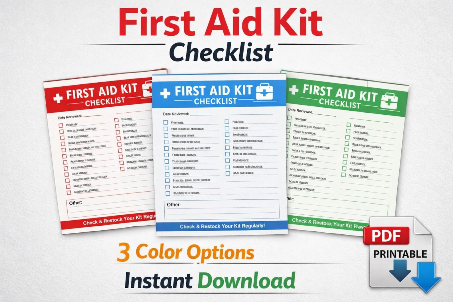 First Aid Kit Checklist Printable | Emergency Preparedness Checklist ...