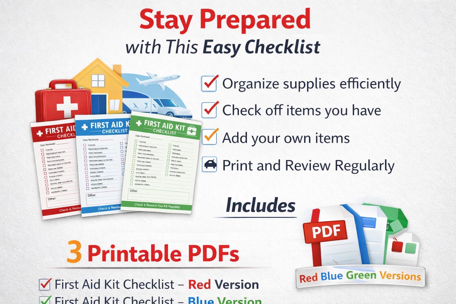 First Aid Kit Checklist Printable | Emergency Preparedness Checklist ...
