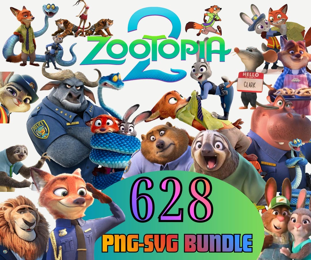 Zootopia 2 PNG SVG Clipart Bundle, Cartoon Animals (digital Download ...