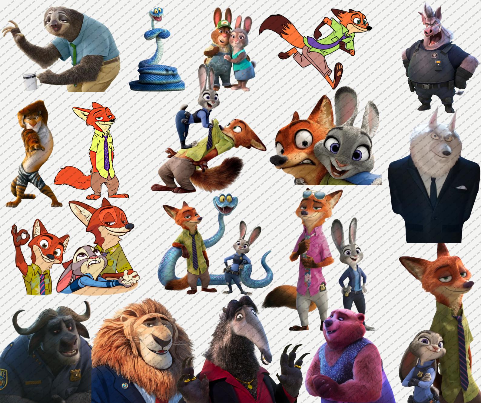 Zootopia 2 PNG SVG Clipart Bundle, Cartoon Animals (digital Download ...
