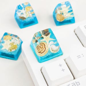 Copritasto a forma di stella marina, in resina artigianale, per tastiera meccanica Esc, copritasti personalizzati a tema oceano, con design a conchiglia, accessorio carino, regalo per giocatori, unico