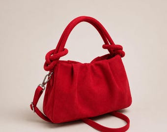 Retro Suede Leather Crossbody Bag, Magnetic Closure Shoulder Bag, Soft Handle Handbag, Wrinkle Texture Purse, Everyday Commuter Bag