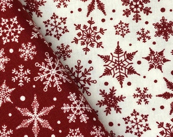Red /& Cream Christmas Stocking Print Fabric Material Metre 100/% Cotton Fabric