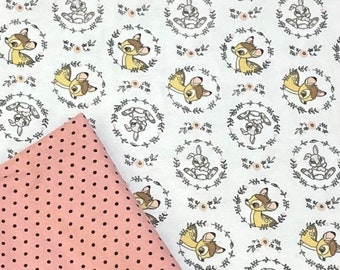 By-the-Yard 100/% Cotton Baby Bambi on Gray Novelty Fabric Nostalgia Adventure Magic Disney