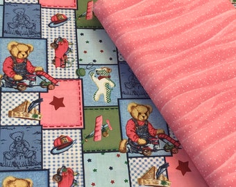 blue jean teddy bear fabric