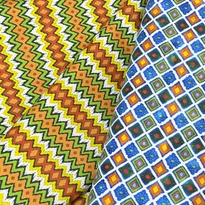Multicolor Zig Zag Stripe or colorful diamond fabric, Jungle Friends by In The Beginning, 100% cotton, quilting fabric, chevron, polka dots
