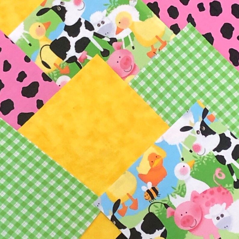 60 farm animals pre cut 7 quilt block fabric squares | Etsy
