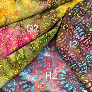 Batik Fabric Orange, Purple Crackled Green Swirls Cotton Abstract ...