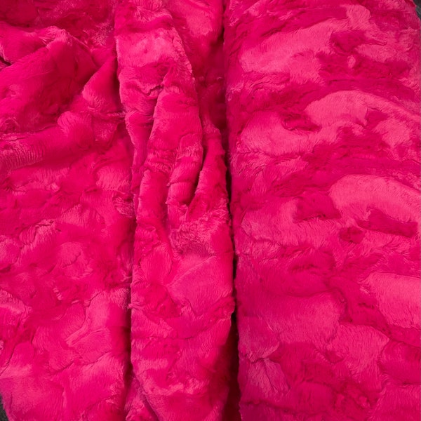 Bright rose pink luxe minky plush soft smooth gorgeous Cuddle Fabric E-Luxesnug from EZ Fabrics- Perfect for Throws baby blanket quilts