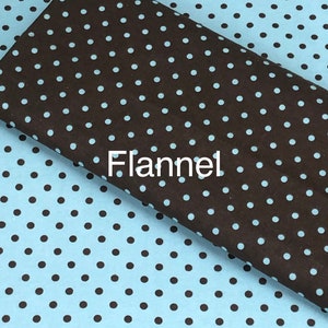 Tessuto di flanella a pois marrone acqua, pois blu acqua, punti marroni, piccoli punti, tessuto trapuntato, coperte per bambini, punti geometrici Chic Bebe
