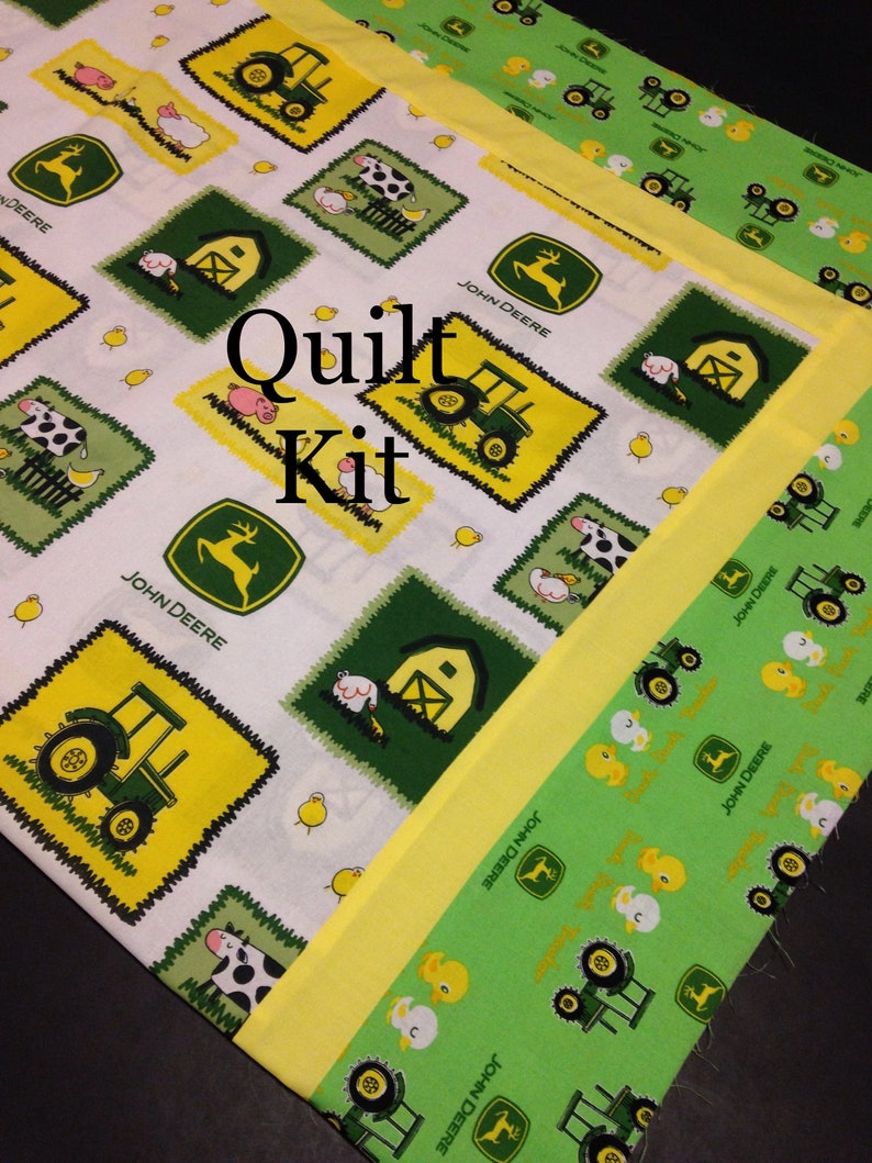 John Deere Tractor Baby Crib Quilt Kit Top Sewn Together Etsy