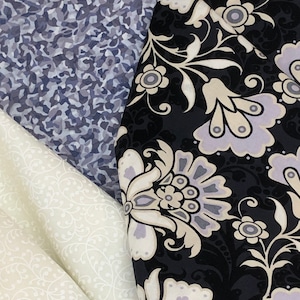 Black gray blue floral flower fabric, 100% cotton, white in cream,poppy flower, top quality, curtain quilting apparel fabric, sold by yard