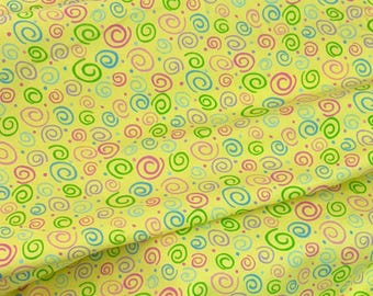 Colorful yellow spiral circle flannel, Fancy Dancy, bright colors, red yellow green purple blue, soft warm Fabric, 43/44 wide DIY blanket