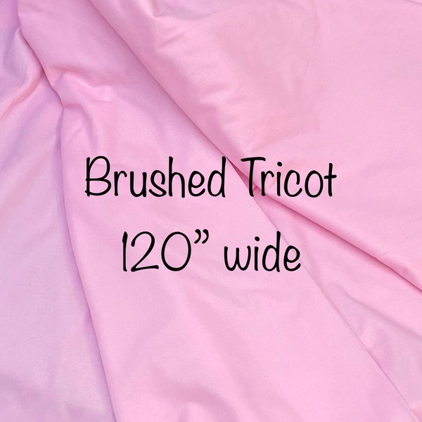 BRUSHED TRICOT pink fabric, soft baby blanket material, 100% polyester, 120" wide, soft touch, sold by the yard