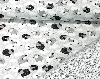 815 Flannel fabric white background blue tiny dots /& flowers with tossed gray elephants blue dots on ears sold by the yard.