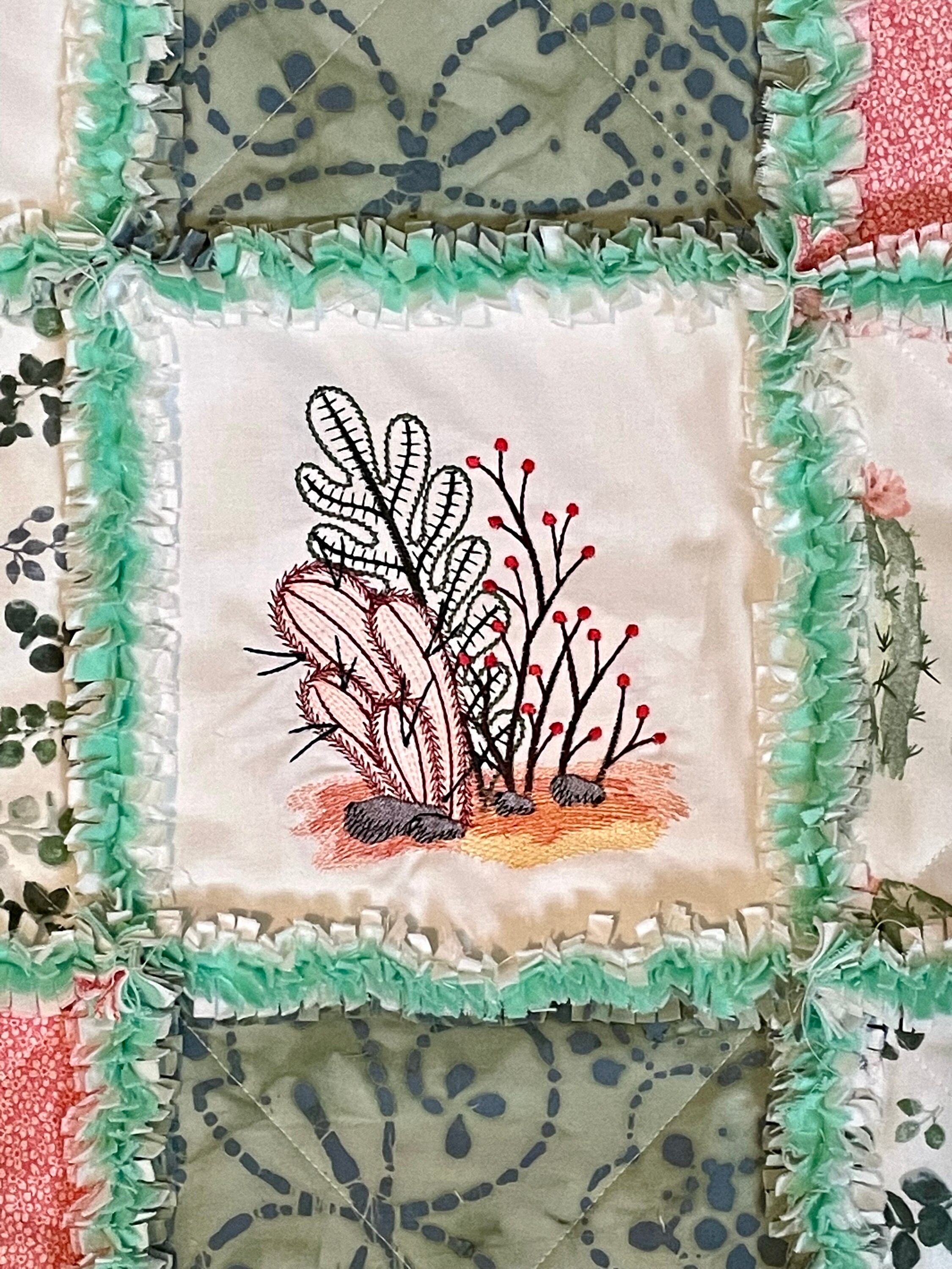 Cactus Flower rag quilt or pre cut quilt kit 3 layers Etsy