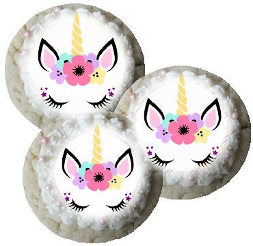 12 adornos comestibles precortados de cuerno de unicornio para cupcakes –  decoraciones de oblea de pie para tartas (precortado)