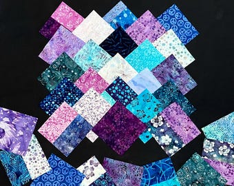 72個のイエローグレー7インチカットコットンスクエアキルトブロック