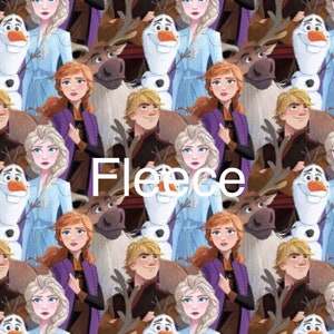 Frozen Elsa Anna Kristoff Olaf Stacked Fleece fabric, polyester no pill fabric,  60&quot;wide, no sew blanket fleece, Disney, girl fleece blanket
