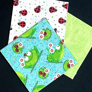 Frog Ladybug Rag Quilt Kit, 72 Square Blocks 7