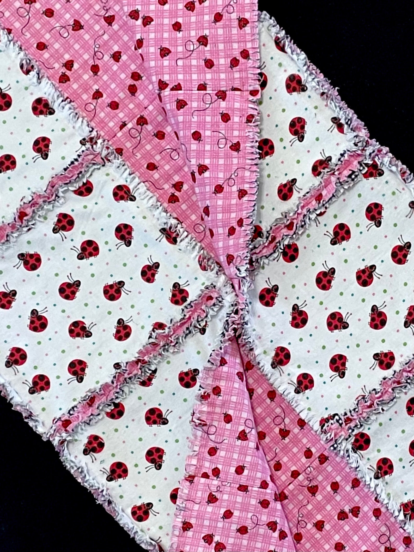 Girl Ladybug Rag Quilt Flannel Fabric Bundle 3 Yds of Flannel | Etsy